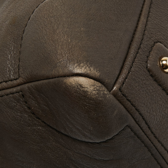 CH CAROLINA HERRERA Dark Grey Monogram Leather Large Boston Bag - Picture 5 of 8